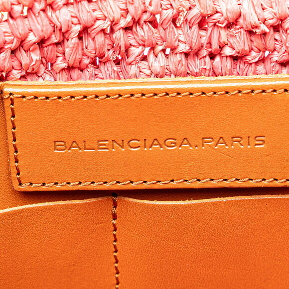 Balenciaga handbag basket bag pink brown raffia leather - Picture 9 of 9